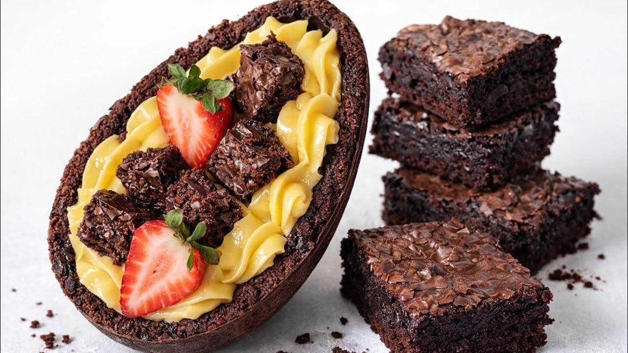 Huevo de Pascua de Brownie con Relleno Cremoso Tendencia De Brasil