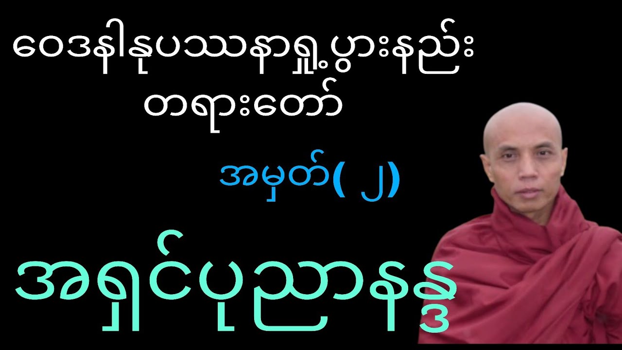 ဝေဒနါနုပဿနာရှု့ပွားနည်းတရားတော် အမှတ်( ၂)အရှင်ပုညာနန္ဒ