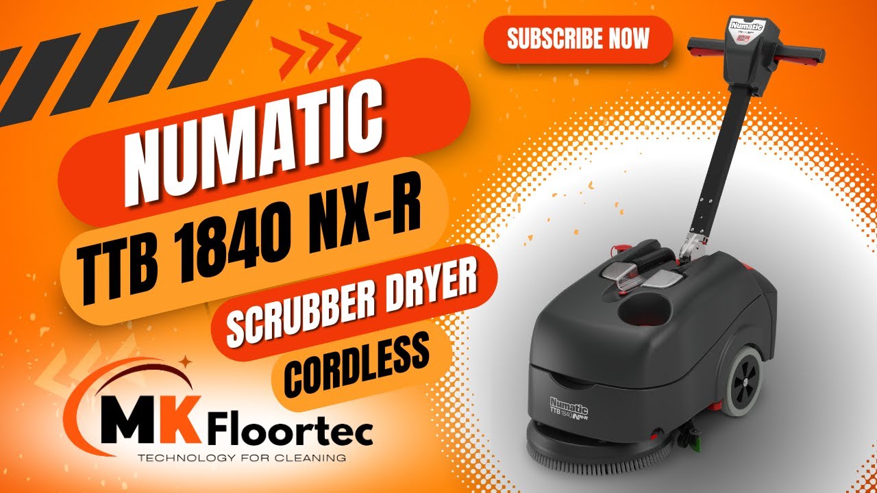 Numatic TTB1840NX-R TwinTec Scrubber Dryer Compact Battery Powered Floor Cleaning Machine