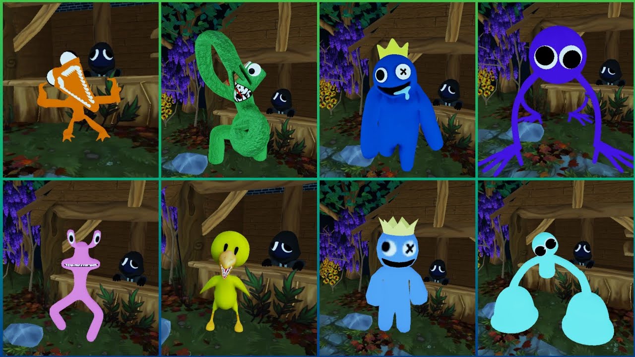 All 8 Monsters Attack! | Rainbow Friends Chapter 1 Accurate Roleplay Jumpscare Battle! RP |