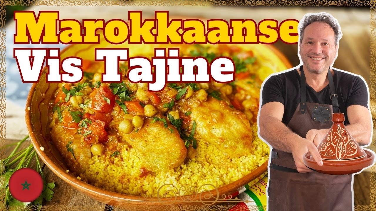 Marokkaanse vis tajine met kikkererwten en harissa