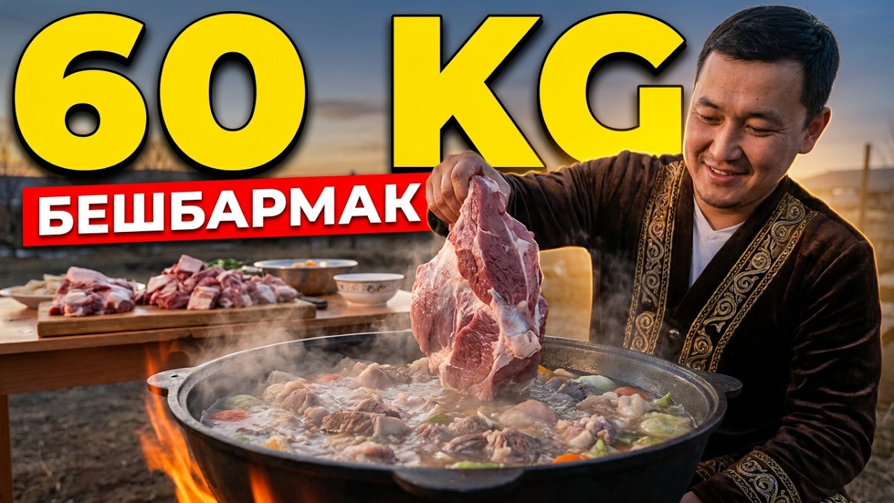 Готовим Бешбармак или Ет асу на казане 60 кг мясо и Куырдак на 10 человек. #beshbarmoq #cooking