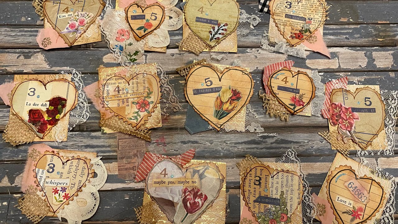 Delightful Heart Clusters with Scraps for Junk Journals
