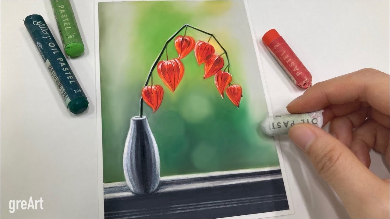 Oil pastel Drawing/A vase of love ❤️x7