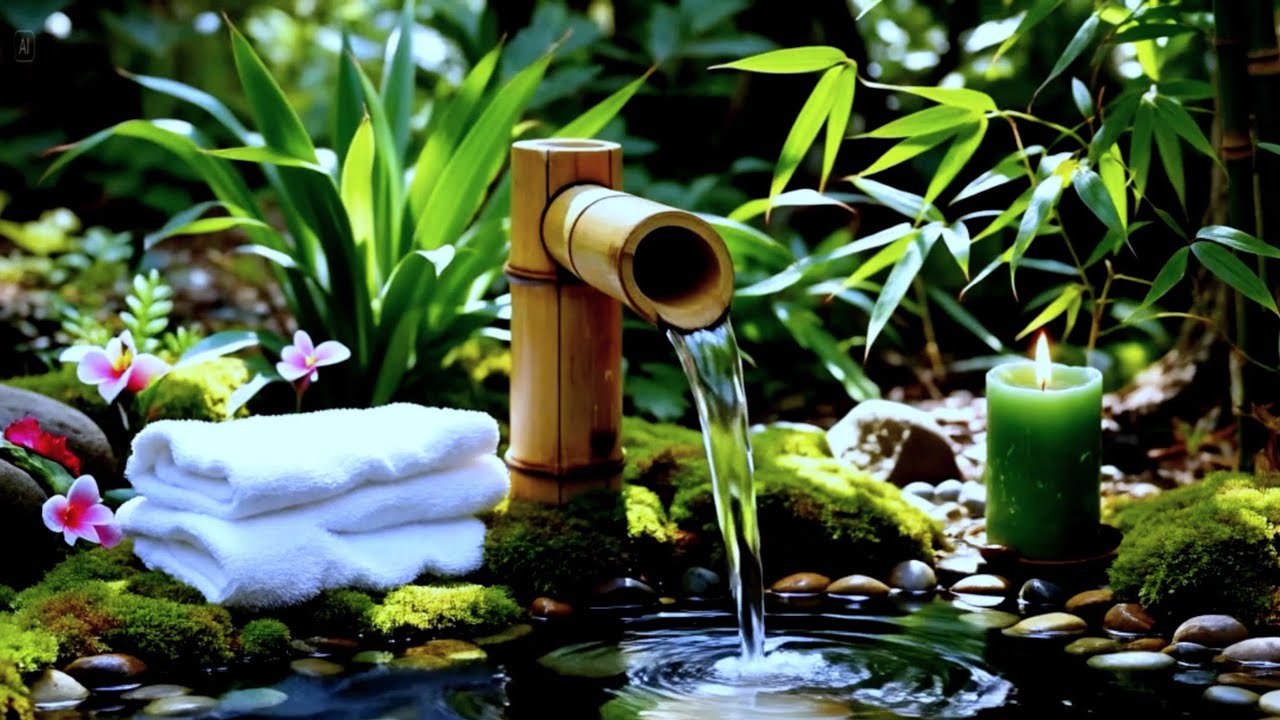 Serene Bamboo Fountain & Gentle Piano – Relaxing Spa Atmosphere