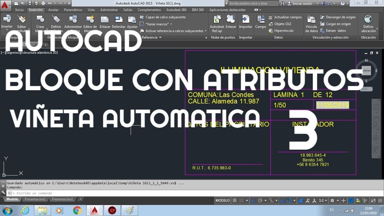 Bloques con Atributos 3 - Viñeta Automática en Auto Cad
