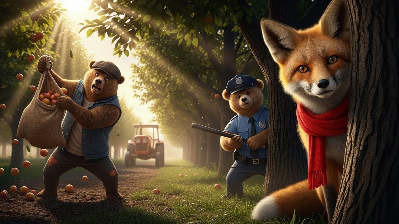 Smart Fox Farmer Stops a Sneaky Bear Thief with Police Help — Farm Saved! 😱🦊🚜