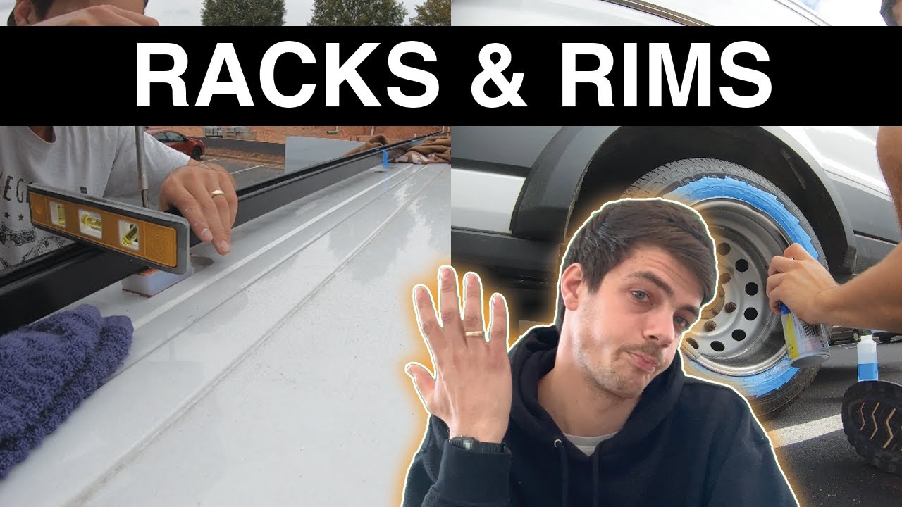 Installing Roof Racks & Plasti Dipping Rims | Camper Van Conversation | Ford Transit DIY Van Build