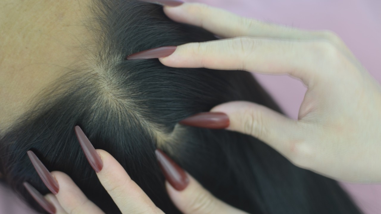 Hair Sounds ASMR With Hair Play And Head Scratching With Long Nails, Sounds For Deep Sleep