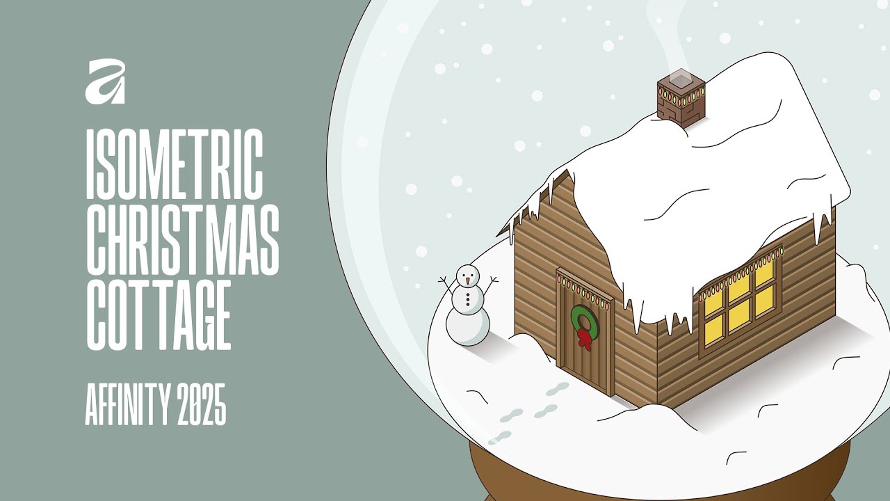 Isometric Christmas Cottage (In A Snow Globe) in Affinity - Speed Design
