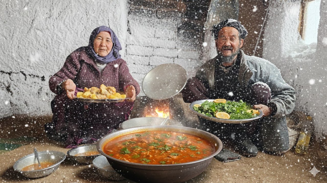 🍲❄️Самый холодный день, самая теплая еда_Традиционная жизнь в пещере.