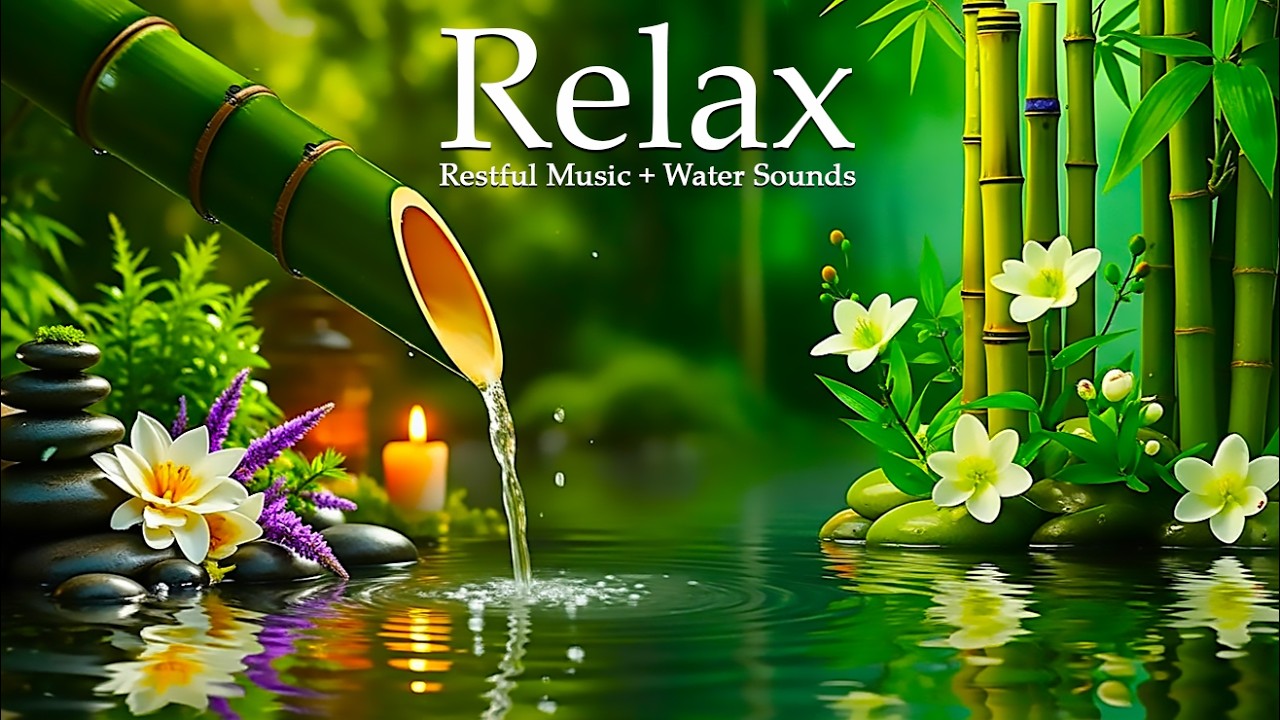Gentle Piano with Bamboo Water Sounds 🌿 Relaxing Music for Healing Rest