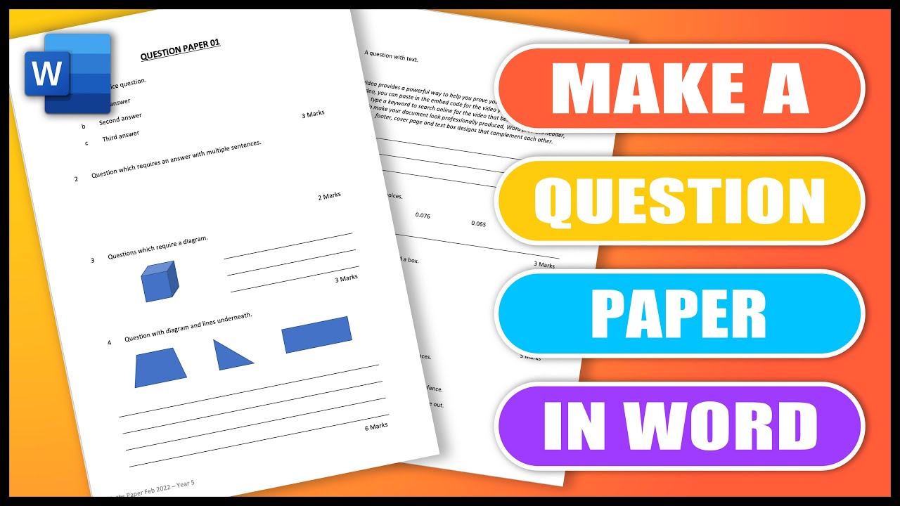 How to make a QUESTION PAPER in word | EXAM PAPER in Word