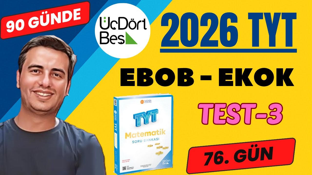 EBOB-EKOK | TEST-3 | 76.GÜN | 90 GÜNDE 345 TYT MATEMATİK SORU BANKASI ÇÖZÜMLERİ | 2026 #345
