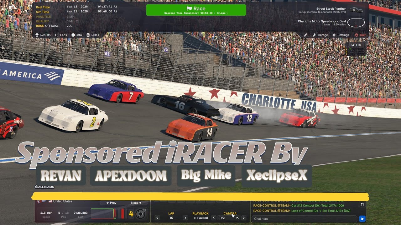 Sponsored By Thundaa Juggs iRacing #IRACING#NASCAR#STOCKCAR#STREETSTOCK#DAYTONA#OVAL#DIRT#WRECKING