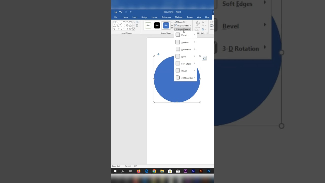 How to add a shadow for shapes in MS word