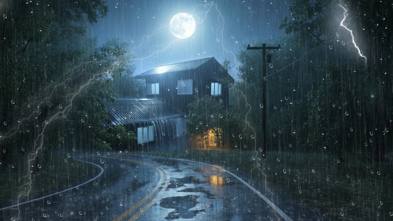 Relaxing Rainfall by the Country Road 🌧️ | Deep Sleep Audio