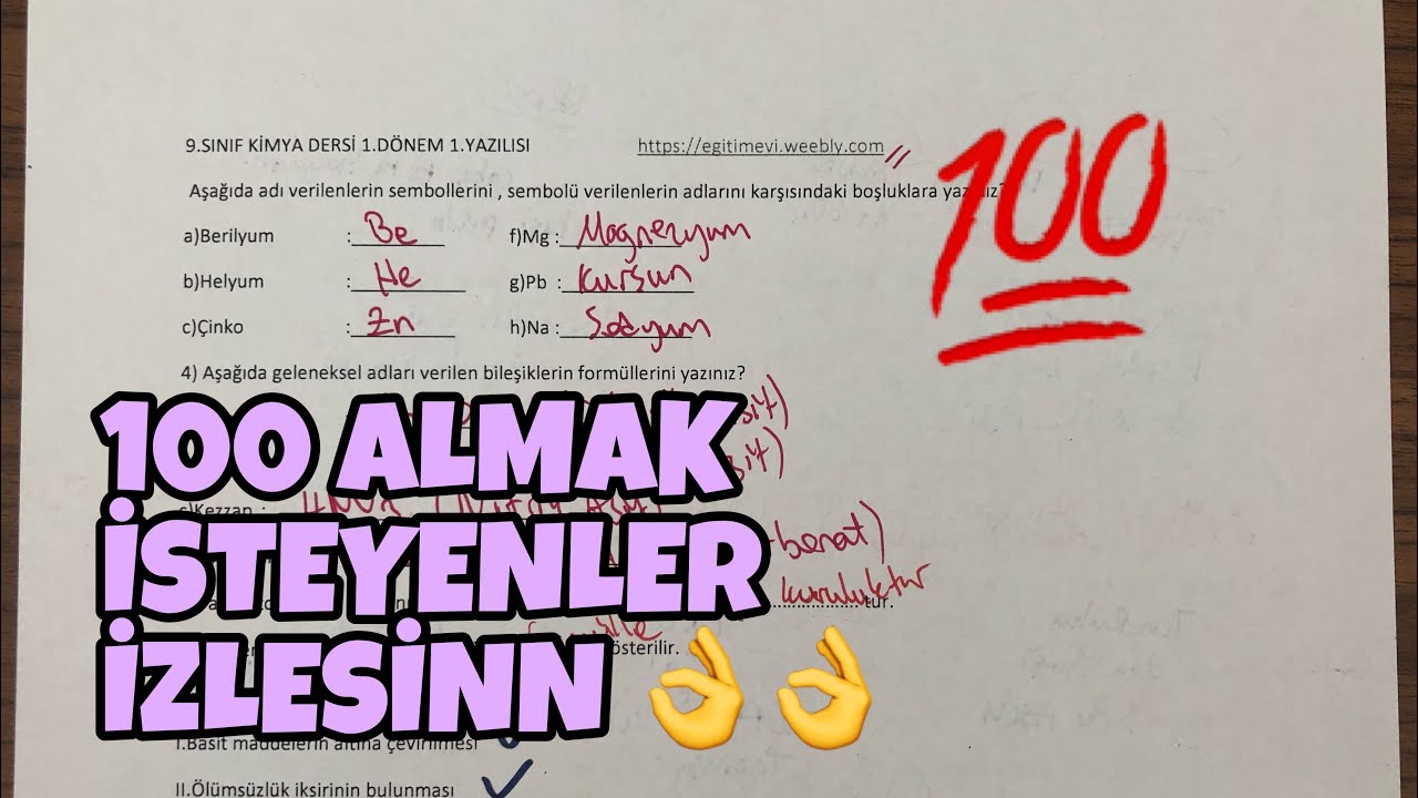 9.SINIF KİMYA 1.DÖNEM 1.YAZILI
