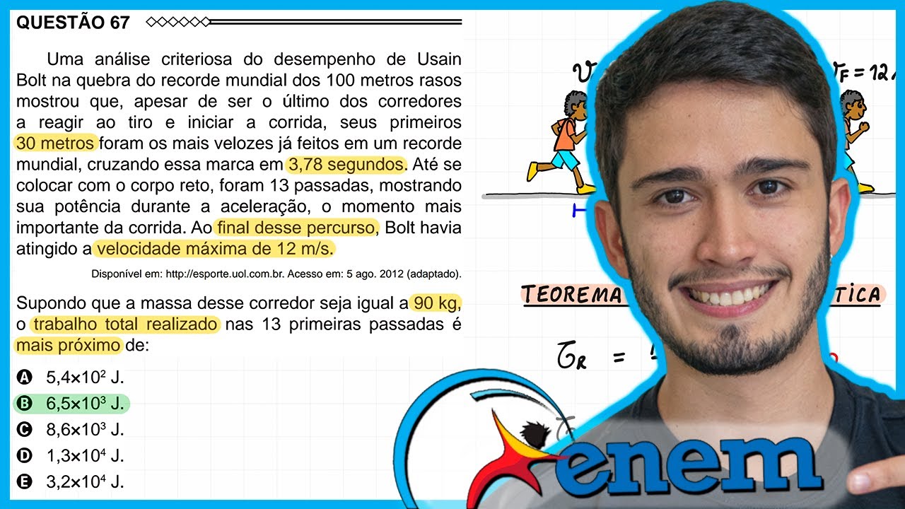 ENEM 2015 - Uma análise criteriosa do desempenho de Usain Bolt na quebra do recorde mundial dos 100