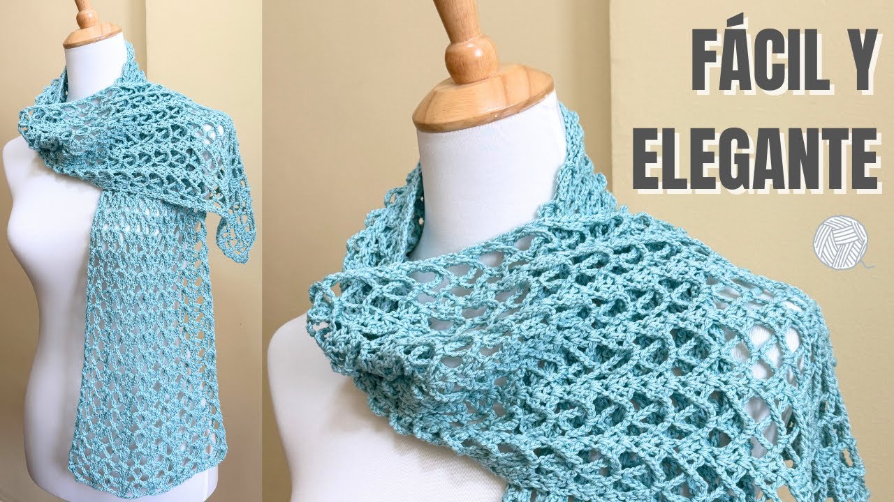 🩵 Cómo hacer una BUFANDA A CROCHET fácil y rápido 🧶 Elegante y con diseño calado