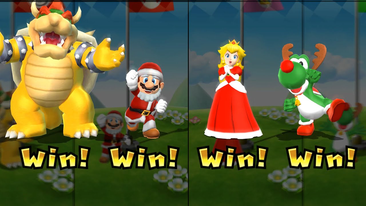 Mario Party 9 Mod - Step It Up 3 Wins - Bowser Vs Santa Mario Vs Peach Vs Yoshi #Stepitup7Wins