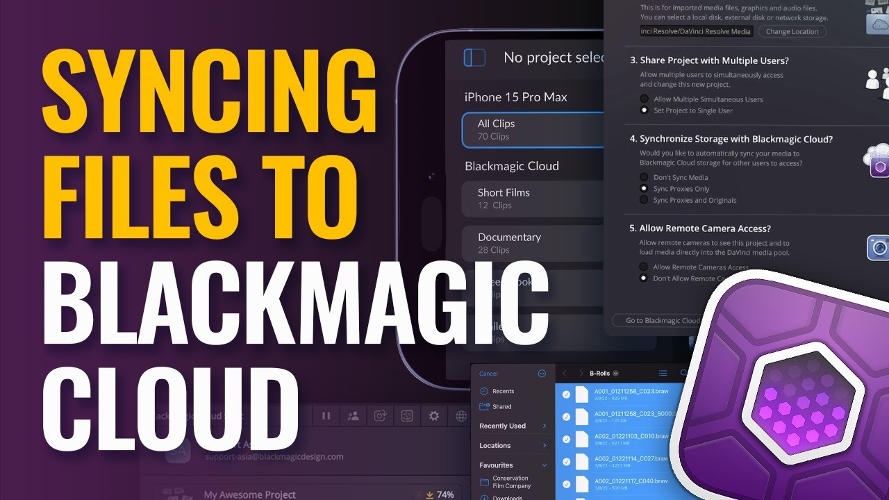 Синхронизация файлов с Blackmagic Cloud