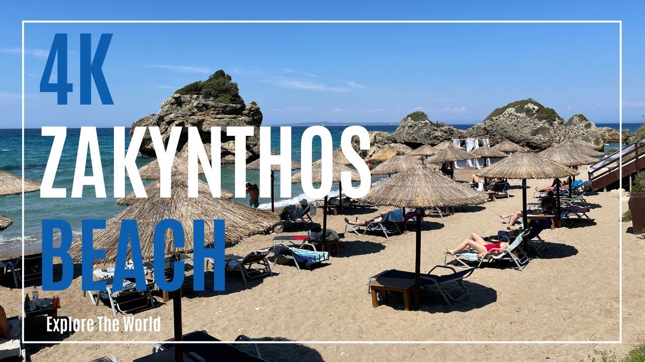 【4K】 Greece Zakynthos Beach - Paralia Porto Zorro Beach with Sea Waves Sounds