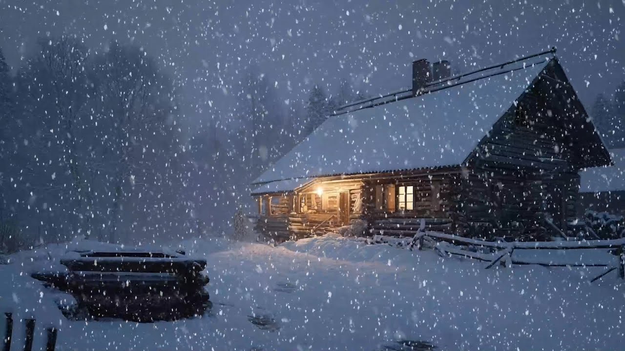 Blizzard Sounds & Howling Wind ❄️ 3 Hours of Cozy Winter Cabin Ambiance for Deep Relaxation