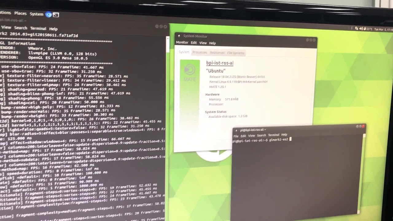 Banana Pi BPI-M4 runs Ubuntu 18.04.2 with glmark-es2 (LLVM, SW mode)