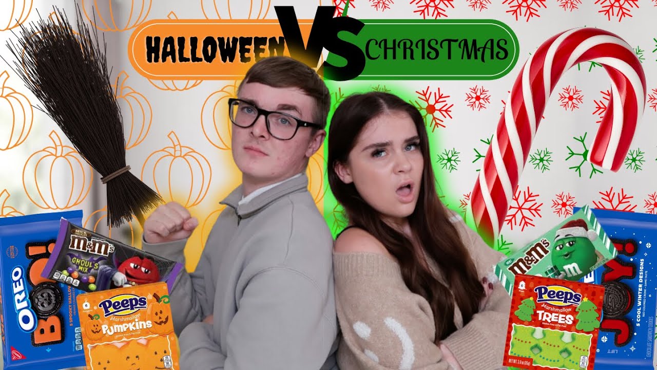 Halloween VS Christmas American Candy *Food CHALLENGE*!!