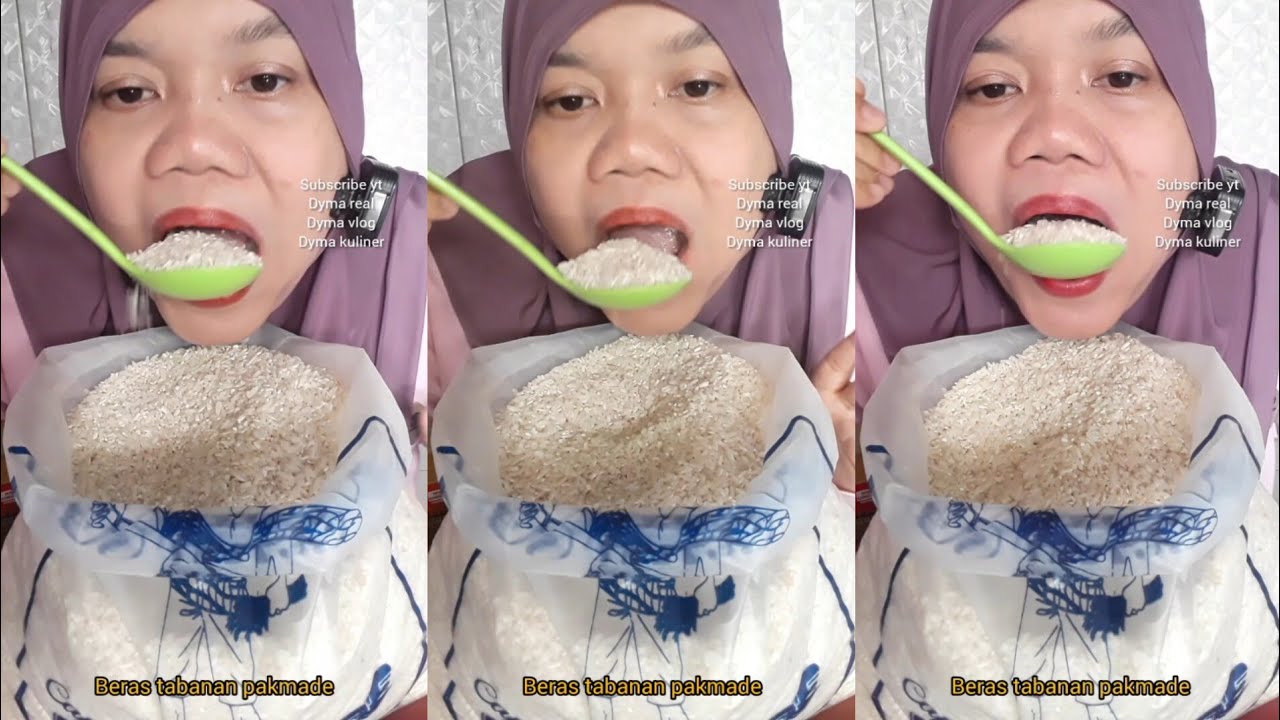 DYMA KULINER 💕ASMR RAW RICE EATING 💕Makan Beras Mentah💕#shorts #asmr #mukbang @dymaaaaa @Dymakuliner