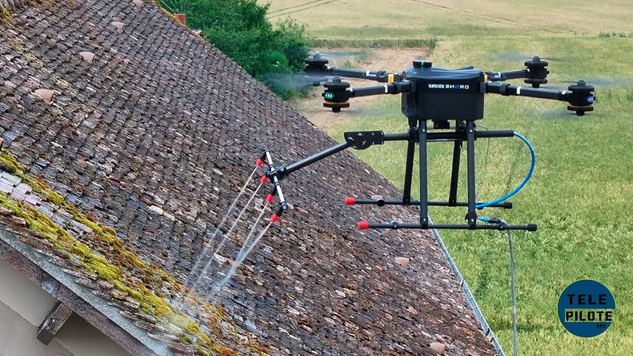 DRONE DE PULVÉRISATION - Nettoyage, Traitement et Démoussage de Toiture et Façade par Drone