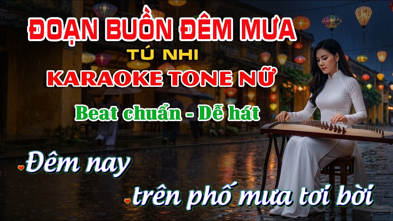 Karaoke ĐOẠN BUỒN ĐÊM MƯA. Tone nữ D#m | Nhạc hay - Dễ hát | Bình Minh Karaoke |