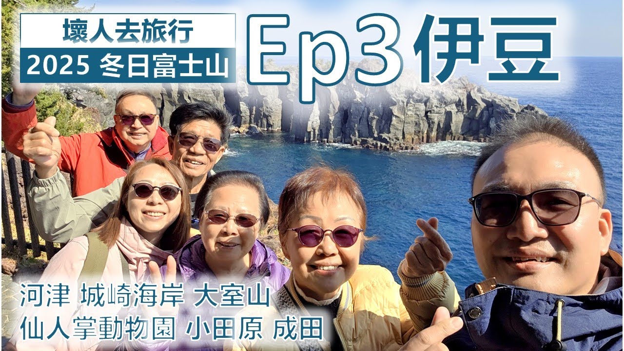 [2025 冬日富士山自駕遊] ep03. 伊豆、河津、城崎海岸、仙人掌動物園、大室山、小田原、成田