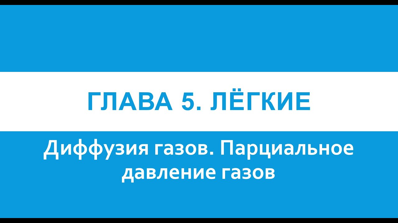 Физиология. Глава 5. Лёгкие. Диффузия газов. Парциальное давление газов