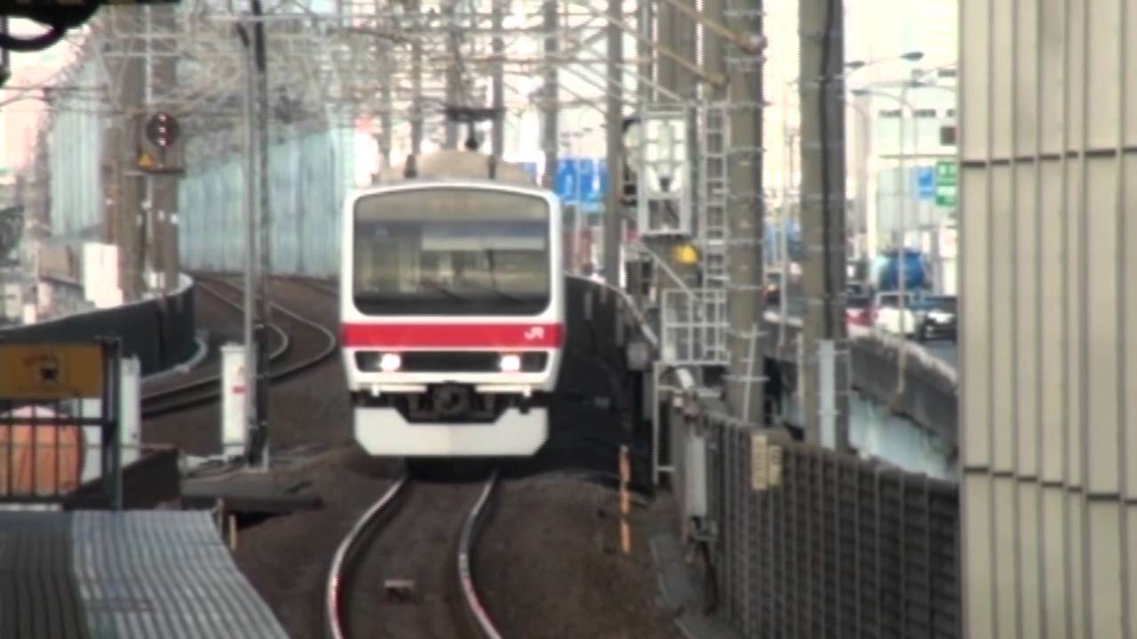 3本連続209系!! 平日朝ラッシュ時の舞浜駅