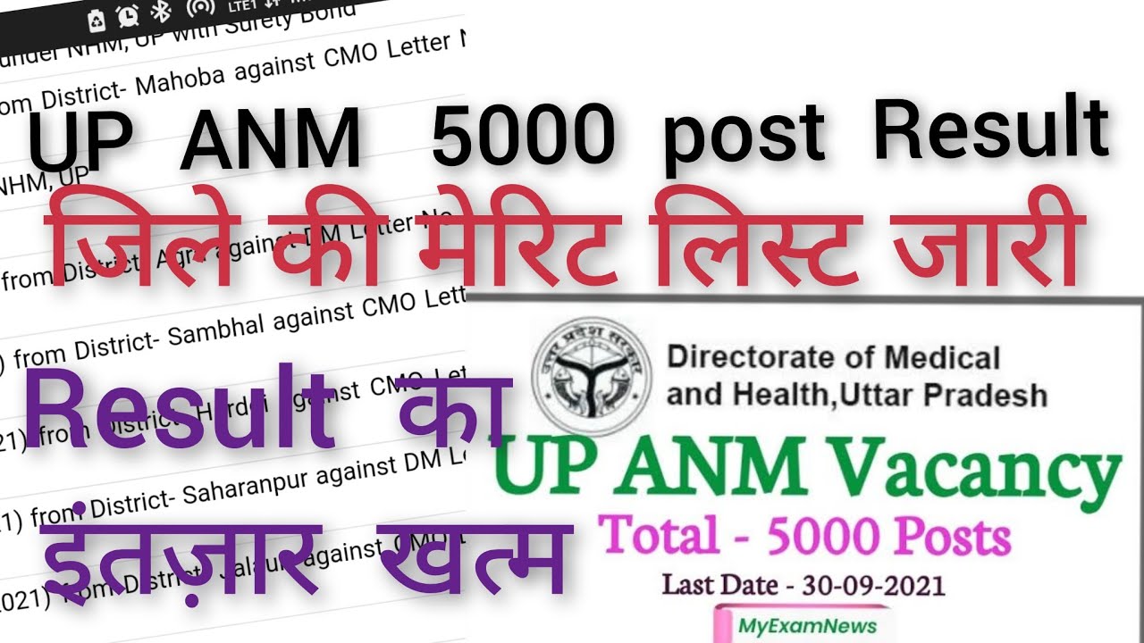 UP ANM 5000 Post Result | District wise Merit published | National health mission