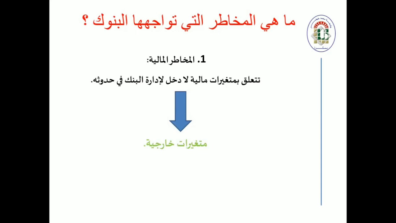 المحاضرة رقم 07 من مقياس التقنيات البنكية لطلبة السنة أولى ماستر تسويق مصرفي