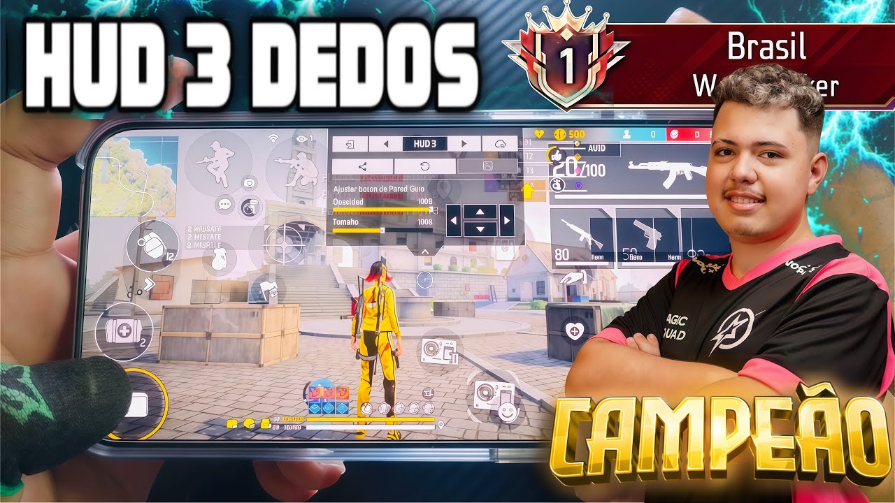 HUD 3 DEDOS + SENSIBILIDAD código del ( CAMPEÓN DE LA FREE FIRE 2025