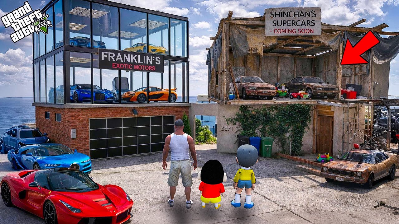 GTA V: Franklin & Shinchan Built The Most Expensive Supercar Showroom On Their House In GTA 5 |#gta5