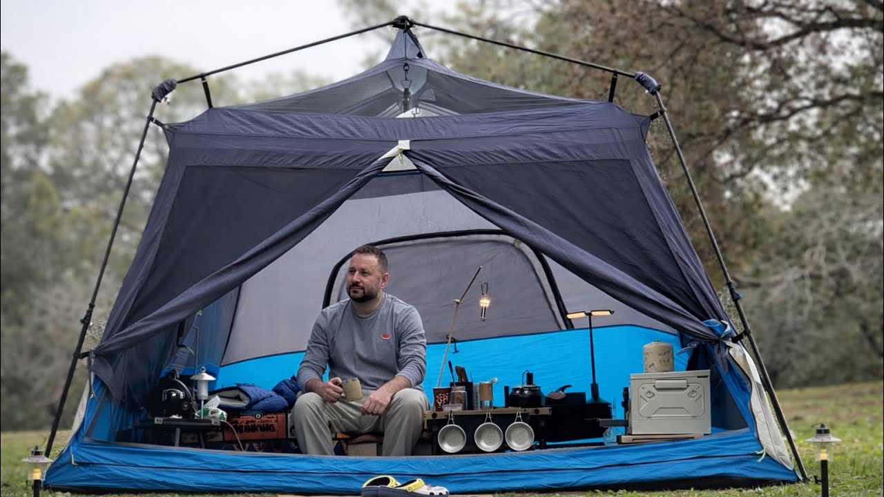 Two Room Camping Tent With Cargo Container Setup | 🔥😮خيمة غرفتين ... بس شوف شو حاط داخلها