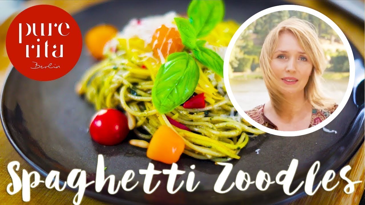 🍝 Zucchini Nudeln selber machen mit Pesto 🌱 Zucchini Pasta (Rezept)