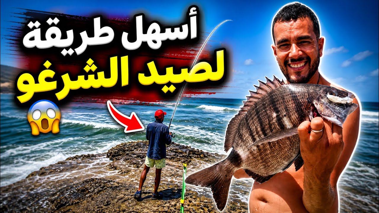 مونطاج بسيط و فعال مع طريقة رش المصيد لصيد اسماك الشرغو من الحجم الكبير . Pêche à Oued Draa Maroc