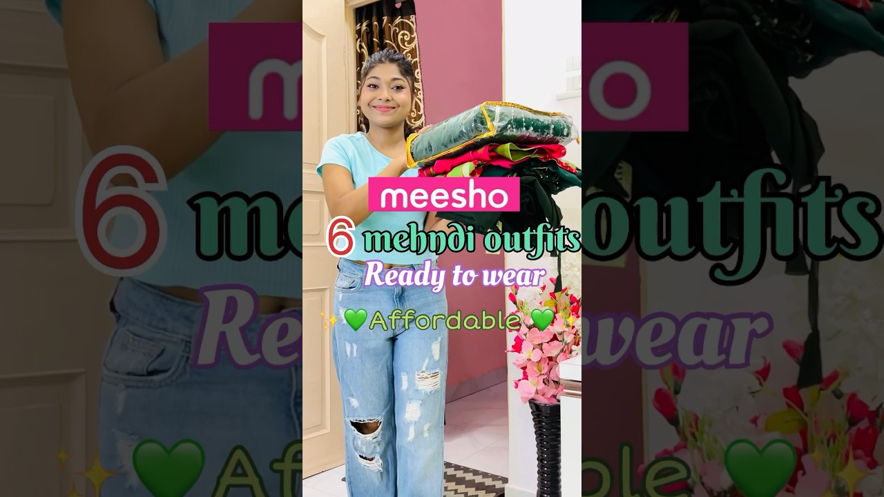 6 mehndi dress Meesho se 💚✨#meesho #review #shorts #lehenga #ytshorts #viral #trending