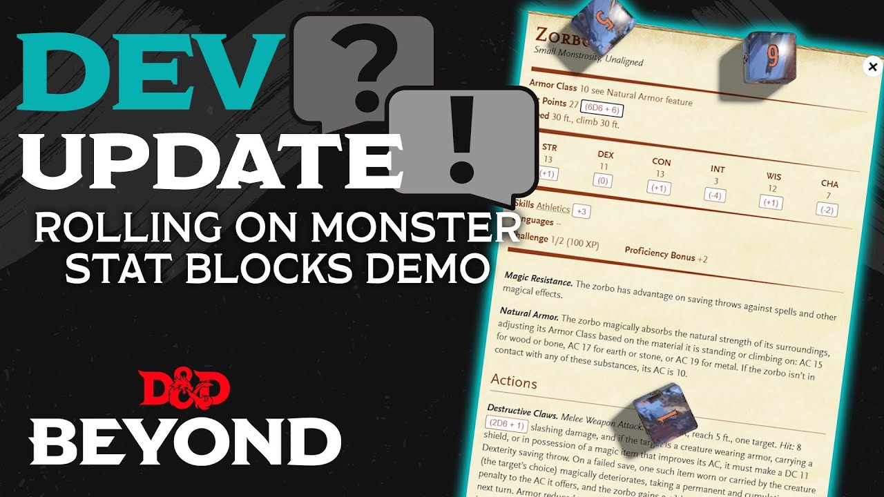 Rolling on Monster Stat Blocks Demo | Dev Update | D&D Beyond
