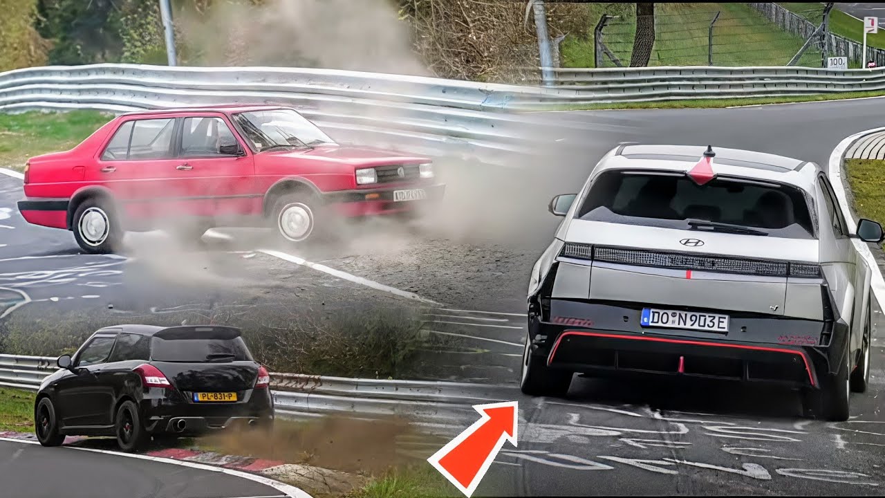 Nurburgring - WHEEL BENT But Still DRIVING 🙈 - Lucky Moments, Fails & High lights