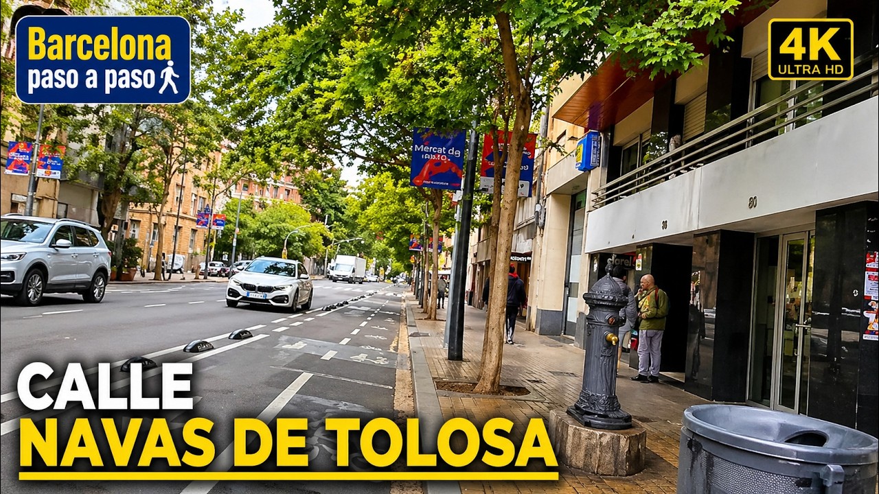 Calle Navas de Tolosa | Paseos por Barcelona 4K | Distrito de Sant Martí | España