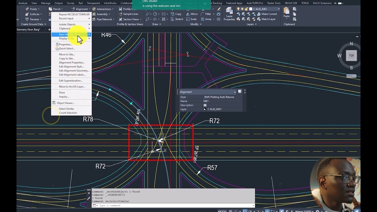 Single Point Urban Interchange ◇SPUI◇ Design Layout in Civil 3d Timelapse