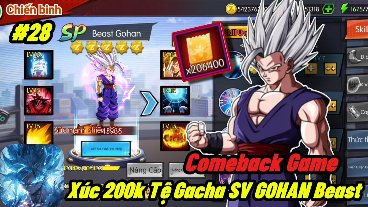 Siêu Rồng Thần Huyền Thoại #28 - XẢ 200K TỆ GACHA SIVI GOHAN BEAST SP FULL Z ĐỎ !