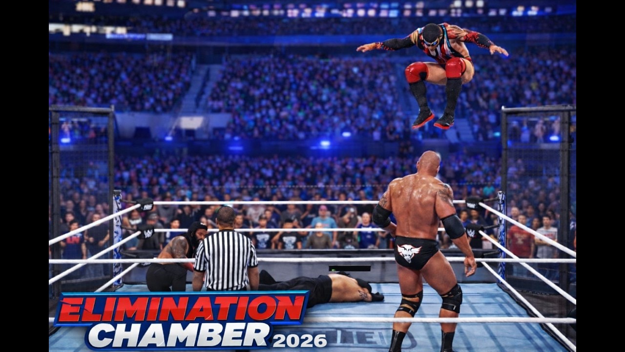 ELIMINATION CHAMBER MATCH 2026 WWE - ROMAN REIGNS - BROCK LESNER - THE ROCK - THE UNDERTAKER - 2K25
